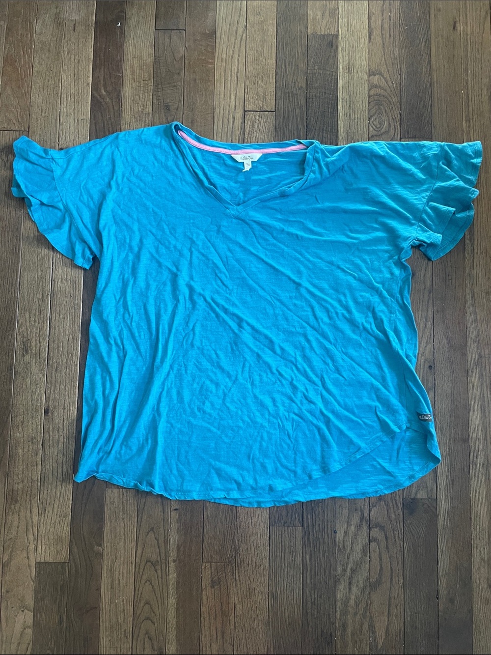 Matilda Jane Turquoise V-Neck Flutter Sleeve Top XL
